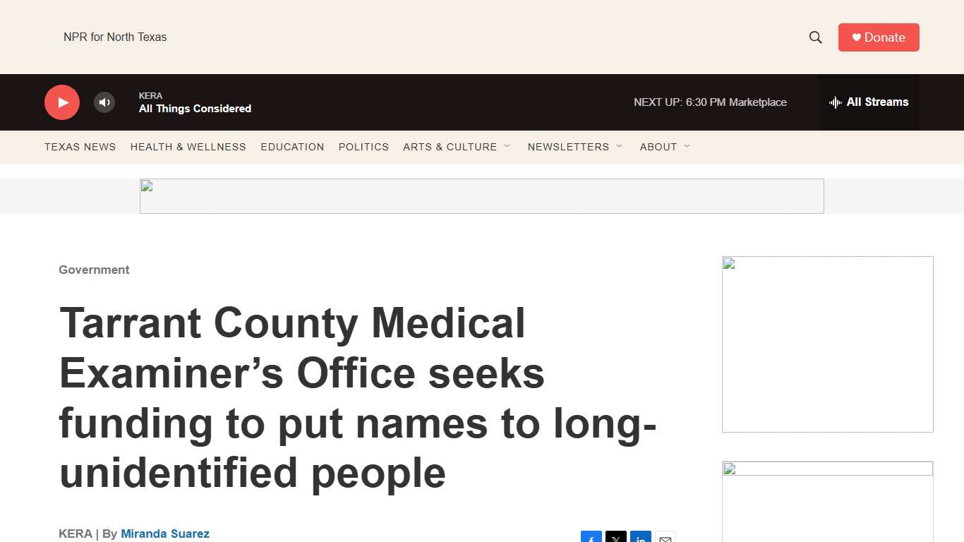 Tarrant County Medical Examiner’s Office seeks funding to put names to long-unidentified people KERA News